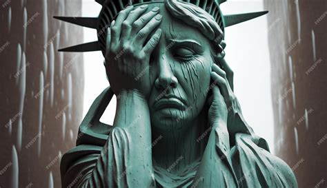 Premium AI Image | Statue of liberty Crying face stock illustration ...