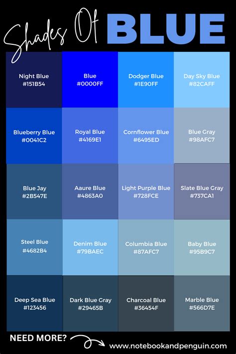 75+ Shades Of Blue (Blue Hex Codes & Color Names Included) | Blue color ...