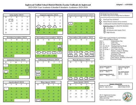 Inglewood Unified School District Calendar 2024 and 2025 ...