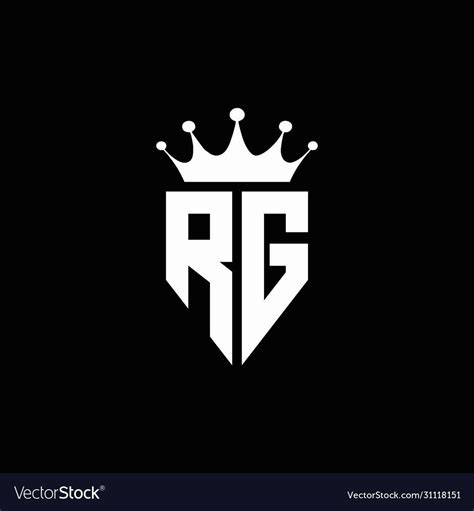 Rg logo monogram emblem style with crown shape vector image on ...