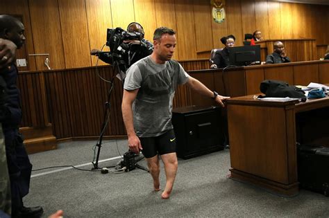 Oscar Pistorius walks on stumps in bid to avoid jail