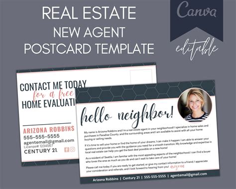 Real Estate Farming Postcard New Agent Postcard Template Hello Neighbor ...