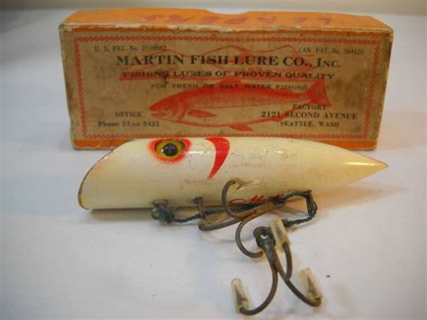 1930's Vintage Martin Fishing Lure White Red Gill With Original Box 4 1 ...