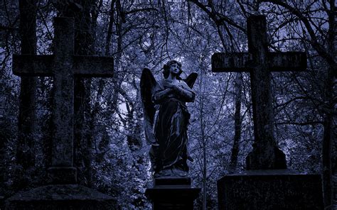 Angel Cross Trees Cemetery Tombstones Graves HD wallpaper | nature and ...