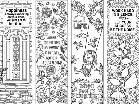 8 Coloring Bookmarks with Feel Good Quotes Printable Coloring Coloring ...