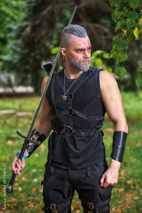 Cosplay character, dressed like a Geralt of Rivia from the game The ...