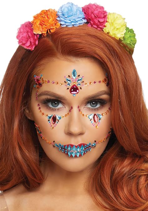 Face Jewels for Day of The Dead en 2021 | Maquillaje de cara de ...