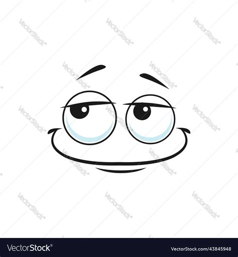 Cartoon smiling face dreamy or happy emoji Vector Image