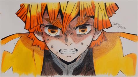 Drawing Zenitsu With Colored Pencils | Demon Slayer: Kimetsu No Yaiba Amino