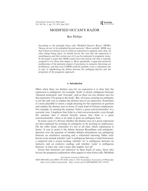 (PDF) Modified Occam's Razor