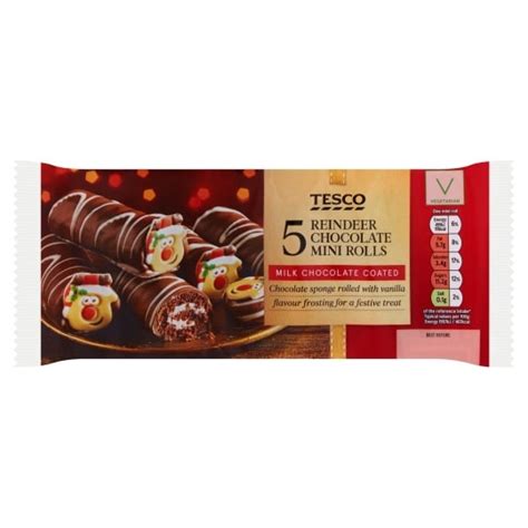 Tesco 5 Reindeer Chocolate Mini Rolls - Tesco Groceries