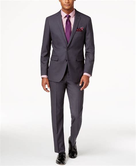 Vince Camuto Men's Slim-Fit Dusty Charcoal Suit - Suits & Suit ...