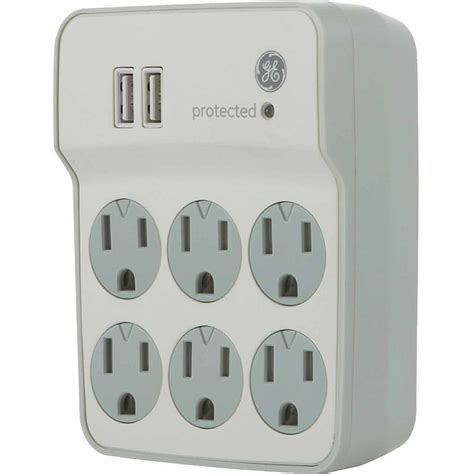 GE 14273 6-Outlet Surge Protector Wall Tap with 2 USB Ports - Walmart ...