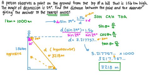 Question Video: Using Right-Angled Triangle Trigonometry to Solve Word ...