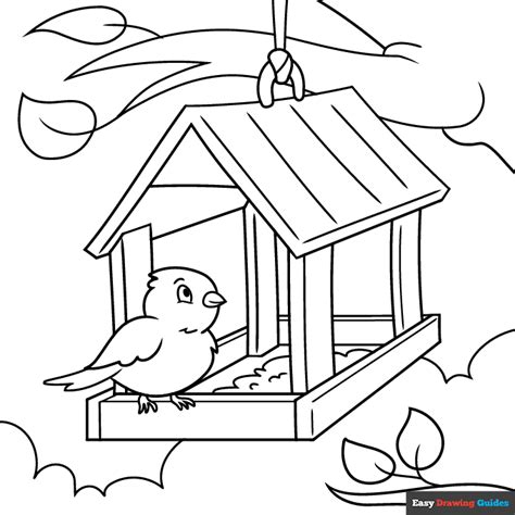 Bird Feeder Coloring Page | Easy Drawing Guides