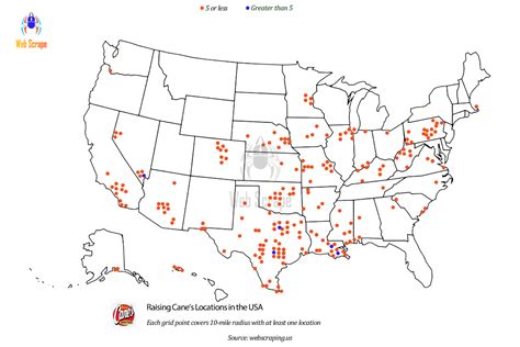 Number of Raising Cane's Store Locations in the USA | raicing canes data