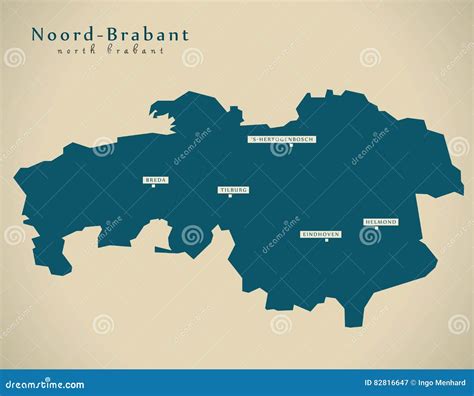 Noord-Brabant Netherlands Map With Dutch National Flag Cartoon Vector ...