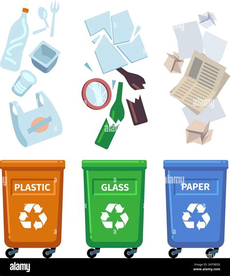 Garbage Containers And Types Of Trash Recycle Vector Image