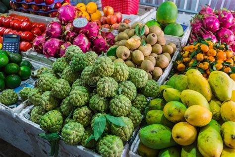 Exotic Fruits in the Asian Market Stock Photo - Image of pack ...