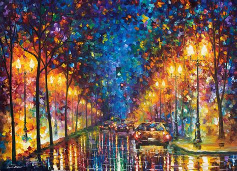 OAKLAND RAIN 2 - PALETTE KNIFE Oil Painting On Canvas By Leonid Afremov ...