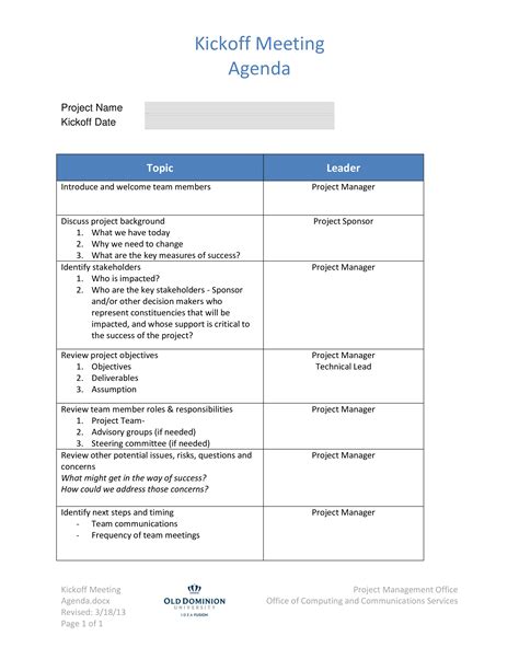 Contract Kick Off Meeting Agenda - mi