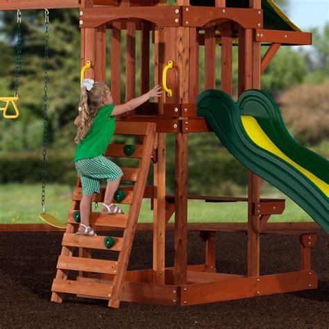 Backyard Discovery Tucson Cedar Wooden Swing Set Outdoor Playset Playground