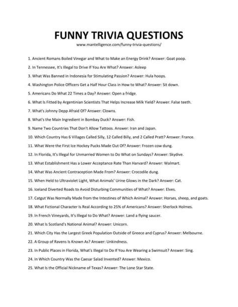 202 Best Funny Trivia Questions and Answers You Should Know – Mantelligence