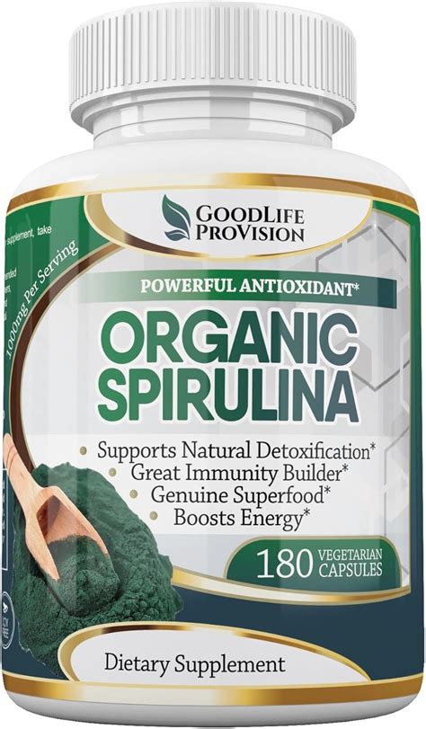 Organic Spirulina – 100% Pure 1000mg Serving (500mg Veggie Capsules ...