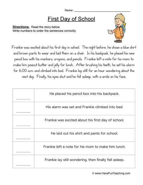 Story Plot Order of Events Worksheet - Have Fun Teaching