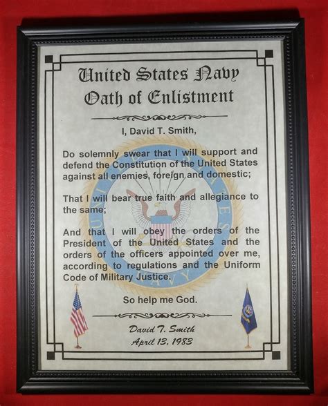 Oath of Enlistment Certificate: U.S. Navy PERSONALIZED with | Etsy