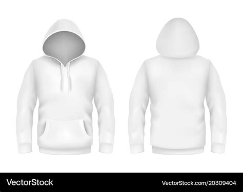 Hoodie sweatshirt white 3d realistic mockup Vector Image