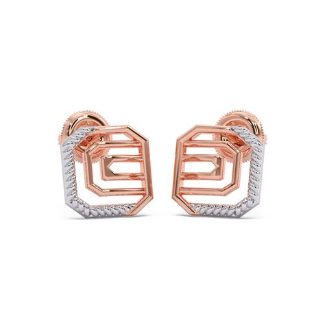 Modern Gold Stud Earrings Design at Candere by Kalyan Jewellers.