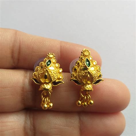 Gold Tone Stud Earrings Indian Meenakari Unique Stud Earring - Etsy