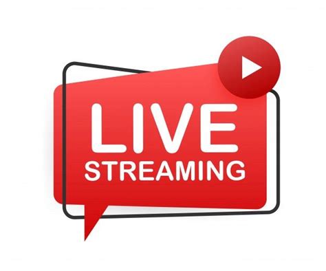 Live Streaming Flat Logo, Red Design Element With Play Button ...