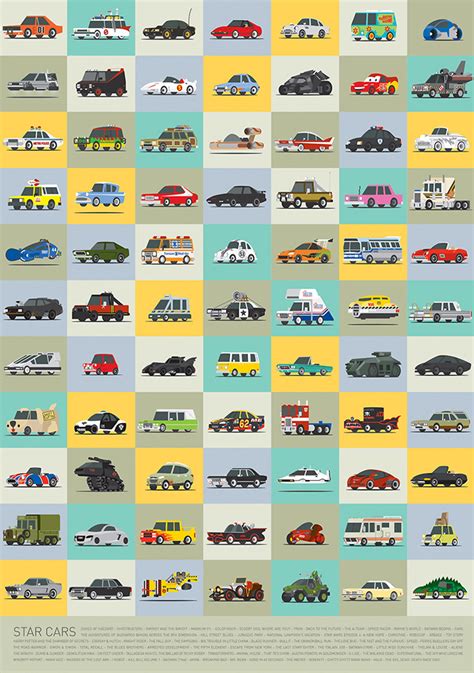 Star Cars, Illustrated Versions of Famous Vehicles From TV & Movies