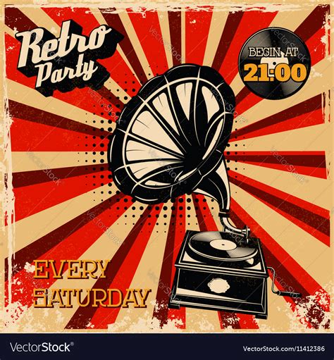 Retro party vintage poster template design Vector Image