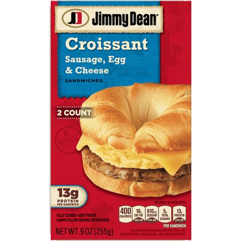 Jimmy Dean® Sausage, Egg & Cheese Croissant Sandwiches, 2 Count (Frozen ...