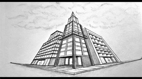 How to draw in three point perspective, draw buildings with worms eye ...