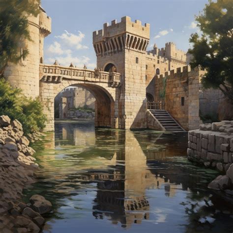 Premium AI Image | Castle moat and bridge