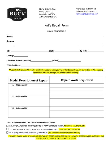 Buck Warranty Form - Fill Online, Printable, Fillable, Blank | pdfFiller