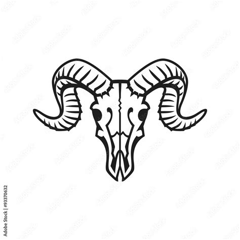 Ram skull logo or icon black on white. Stock Vector | Adobe Stock