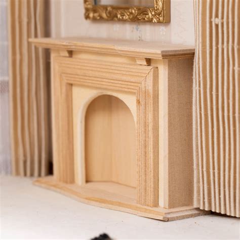 Dollhouse Miniature Unfinished Wood Fireplace - Living Room Miniatures ...