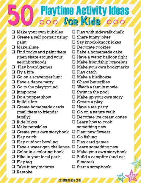 50 Playtime Activity Ideas for Kids Plus FREE Printable - SprinkleDIY