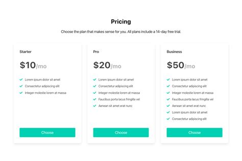 Pricing components for Bulma