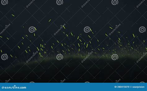 Fireflies and Grass at Night Generative AI Stock Illustration ...