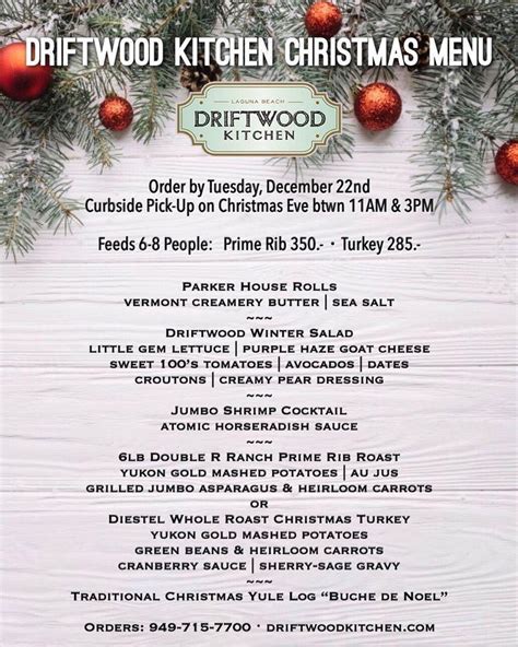 Menu at Driftwood Kitchen pub & bar, Laguna Beach