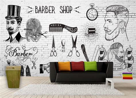 ALL YOUR DESIGN Self Adhesive Wallpaper Barber Shop Design Waterproof ...