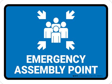 Emergency Assembly Point Blue Landscape - Wall Sign