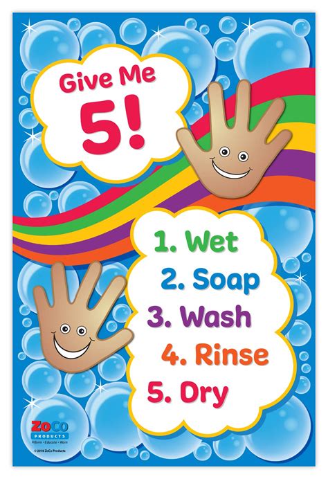 Buy Give Me 5 Washing Hands - Daycare s - Hand Washing Signs for Kids ...