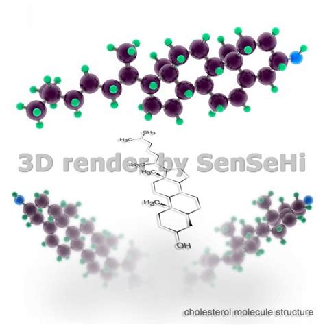 Cholesterol molecule structure. 3D model render. cholesterol, molecule ...